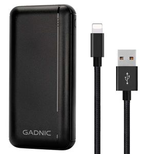 Kit Gadnic de Cargador Portátil 25000 mAh Carga Rápida  + Cable Lightning Iphone
