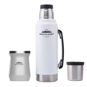 Kit de Termo Blanco y Mate Blanco South Port 1L Acero Inoxidable