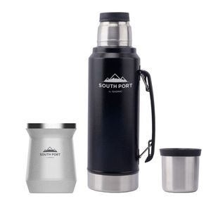 Kit de Termo Negro y Mate Blanco South Port 1L Acero Inoxidable