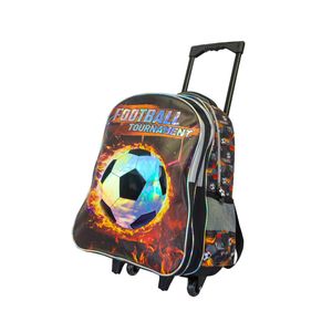 Mochila Carrito Nene Niño Escolar Reforzada Futbol Holografico QD1 Negro