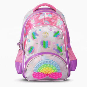 Mochila Espalda 18 Pop It Arcoiris Con Luz Led Rosa Footy F6303