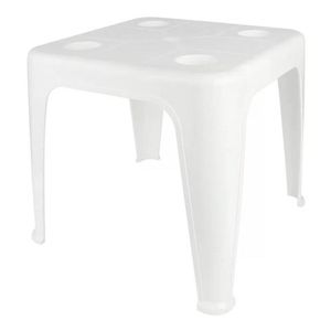 Mesa Cuadrada De Plástico Con Portavasos Mor 15151351 Blanco