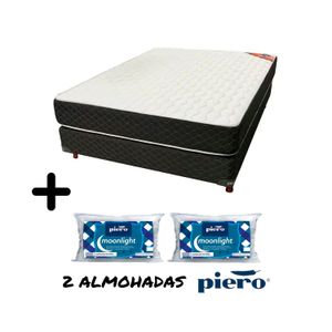 Sommier Colchon Piero Spring 2 Plazas Resortes Continuos + 2 almohadas piero