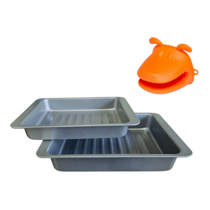 Set asadera antiadherente x2 + agarradera silicona horno