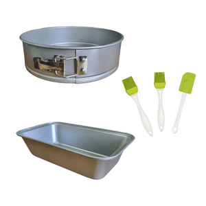 Set molde desmontable torta + budinera + utensilios silicona