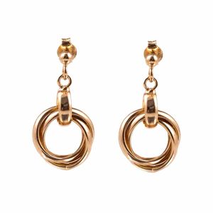Aros Carmín de Plata con Baño Dorado.