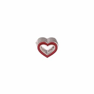 Charm Carmín Corazón de Plata y Esmalte Rojo