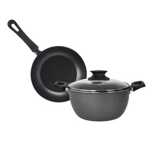 Bateria Cocina Antiadherente Aston Olla Cacerola Sarten Plata