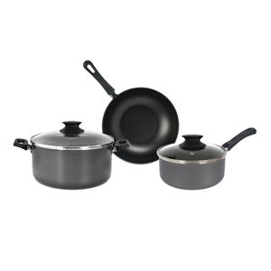 Bateria Cocina Antiadherente Aston Olla Cacerola Wok Plata