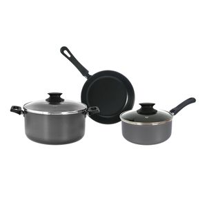 Bateria Cocina Antiadherente Olla Cacerola Sarten Aston Plata