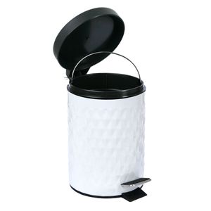 Cesto Tacho 3 Lts Metal Baño Plastico Balde Extraible y Pedal Blanco