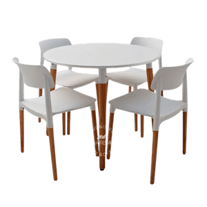 Juego De Comedor Mesa Eames 90cm + 4 Sillas Milan