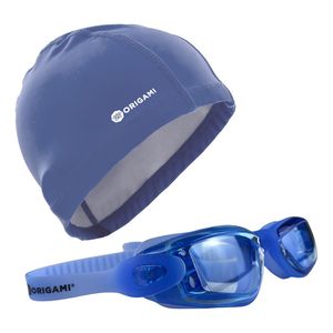 Kit Antiparras Natacion Adultos Origami + Gorra Poliflex Sr Color Negro