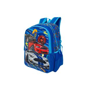 Mochila Para Jardín Reforzada Nivel Inicial Nene Varon Autos QD8 Azul