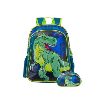 Mochila Para Jardín Reforzada + Cartuchera Nene Varon Dino