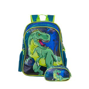 Mochila Escolar Reforzada + Cartuchera Nene Varon Primaria Dino