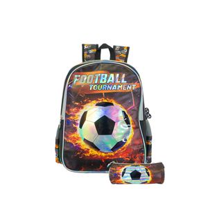Mochila Escolar Reforzada + Cartuchera Nene Varon Futbol Pelota