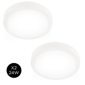 Kit x2 Plafon Lampara techo Led Gadnic PNL24 Redondo 24W Calido/Frio 3000K/6000K