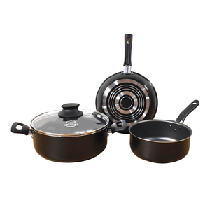SET DE OLLAS+SARTEN ANTIADHERENTE 4 PIEZAS JOVIFEL PIAMONTE NEGRO