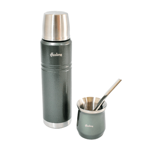 SET MATE VASO + BOMBILLA + TERMO 1 L ACERO INOXIDABLE HUDSON VERDE