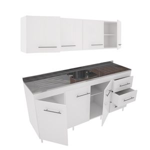 Combo Orlandi Bajo Mesada + Alacena 1.60 Blanco