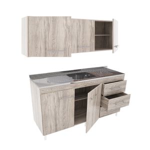 Combo Orlandi Bajo Mesada + Alacena + Mesada 1.40 Abedul
