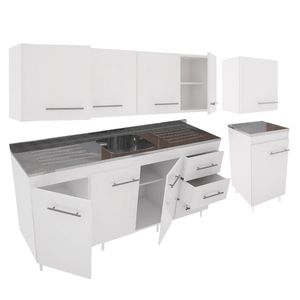Combo Orlandi Bajo Mesada 2.00 + Alacena 2.00 Modulos Blanco