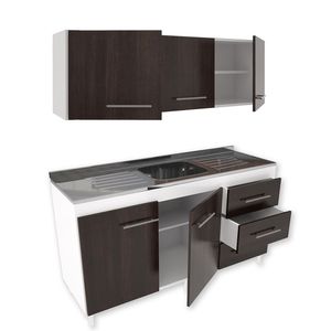 Combo Orlandi Bajo Mesada + Alacena 1.40 Blanco Wengue