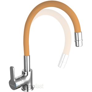 Griferia Cocina Monocomando Piazza Emblem Flexible Naranja