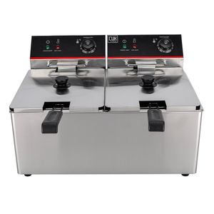 Freidora Industrial Aceite Eléctrica Doble Capacidad 16lts Acero Inoxidable