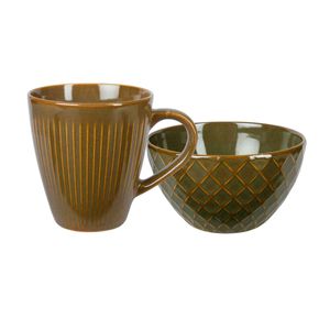 Set Taza Jarro Mug y Bowl Compotera Dip Envejecidos Aston