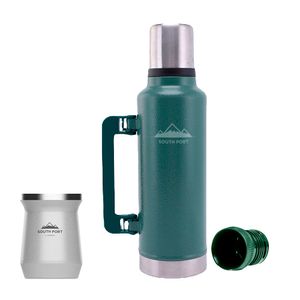 Kit de Termo Verde de 1.3L South Port con Mate Blanco de Acero Inoxidable