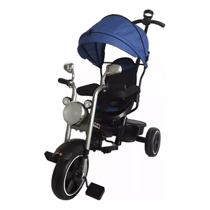 Triciclo Direccional Luz Sonido Manija Capota Azul 360° Priori