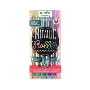 Lapicera Roller Tinta Gel Retráctil Metálica Outline 6 Unidades