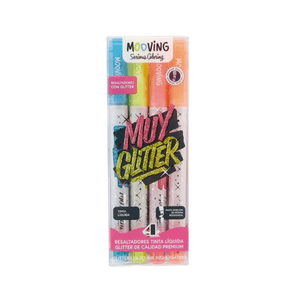 Resaltadores Con Glitter 4 Unidades Coloring