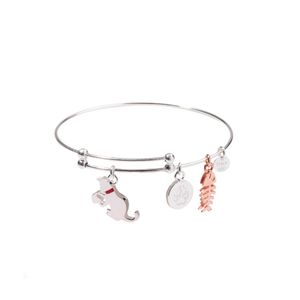 Pulsera Carmin Semi Rígida Plata 925 Charm Gatito