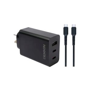 Kit De Cargador 65w + Cable Usb C-C Dekkin Carga Rapida Negro ACC-KI-073
