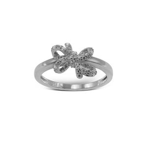 Anillo Carmín Plata 925 Doble Moño y Zirconias Blancas