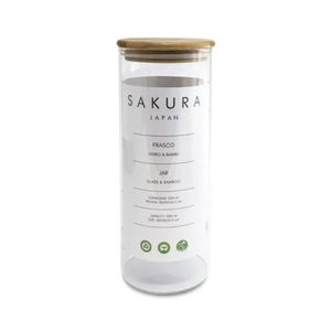 Frasco Tubo Sakura 1500 Ml Vidrio Y Bamboo