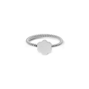 Anillo Carmín de Plata Silueta Roseta