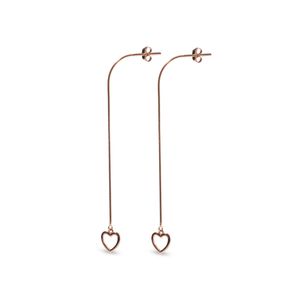 Aros Colgantes Carmín Corazón de Plata 925 con Baño Rosé
