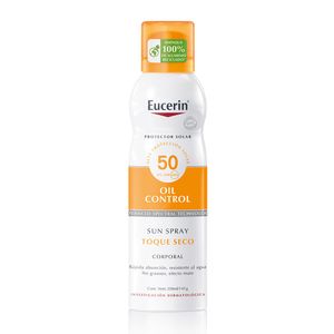 Protector solar corporal en spray Eucerin Toque Seco para piel sensible FPS 50 x 200 ml