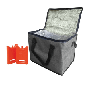 Set lunchera termica conservadora gris + 2 geles refrigerantes