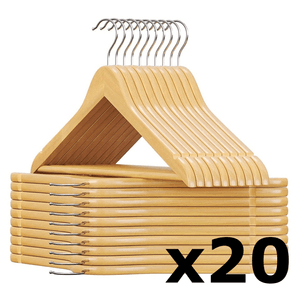 Perchas de Madera Lustradas y Barnizadas Pack 20U Waggs