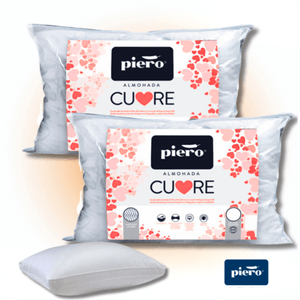 Set X2 Almohadas Piero Cuore 70x40 Vellón y Corazón de Espuma