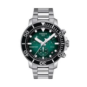 Reloj Tissot Seastar 1000 Quartz Chronograph para hombre de acero plateado 1204171109101