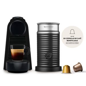 Cafetera Nespresso Essenza Mini D 19b + Espumador Aeroccino Negro