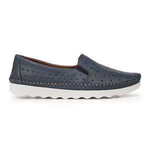 MOCASIN TAFI AZUL CUERO MUJER ZAPATO CONFORT