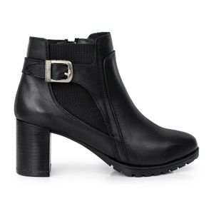 BOTA SEDAN NEGRA BOTINETA CUERO VESTIR MUJER