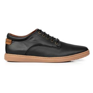ZAPATO EMORY NEGRO Y BEIGE URBANAS CUERO HOMBRE ACORDONADO